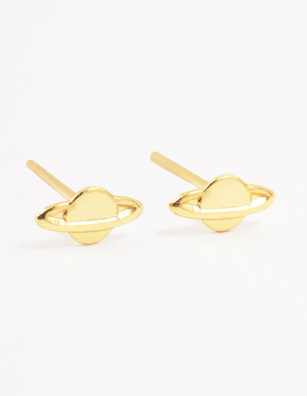 Gold Plated Sterling Silver Planet Stud Earrings