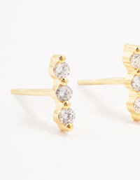 Gold Plated Sterling Silver Cubic Zirconia Bar Earrings - link has visual effect only