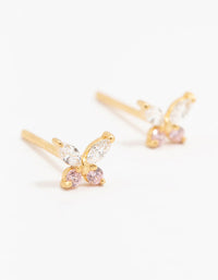 Gold Plated Sterling Silver Cubic Zirconia Butterfly Stud Earrings - link has visual effect only