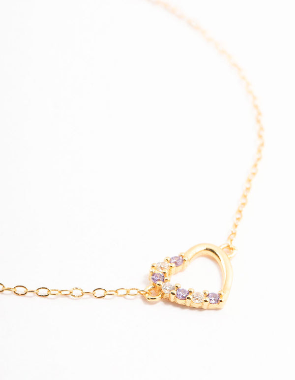 Gold Plated Sterling Silver Cubic Zirconia Heart Bracelet