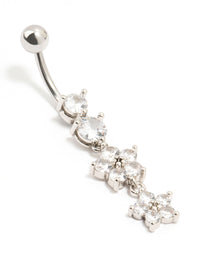 Surgical Steel Double Flower Drop Belly Bar - link has visual effect only