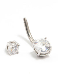 Surgical Steel Mini and Medium Cubic Zirconia Belly Bar - link has visual effect only