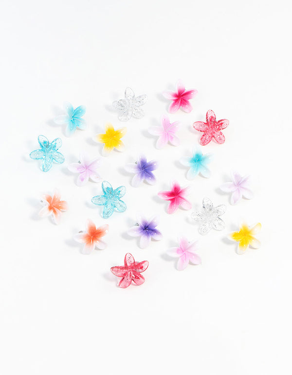 Mini Frangipani Flower Hair Clips 10-Pack