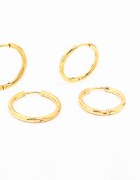 Waterproof Gold Plated Stainless Steel Mini Hoop Earrings 2-Pack - link has visual effect only