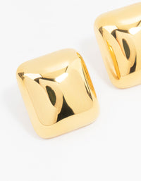 Waterproof Waterproof Gold Plated Stainless Steel Square Stud Earrings - link has visual effect only