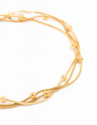 Waterproof Gold Plated Stainless Steel Layered Station Bracelet - link has visual effect only