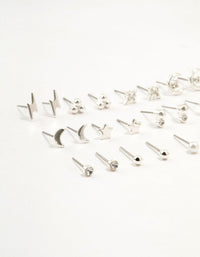 Silver Star & Moon Stud Earrings 12-Pack - link has visual effect only