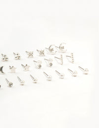 Silver Star & Moon Stud Earrings 12-Pack - link has visual effect only