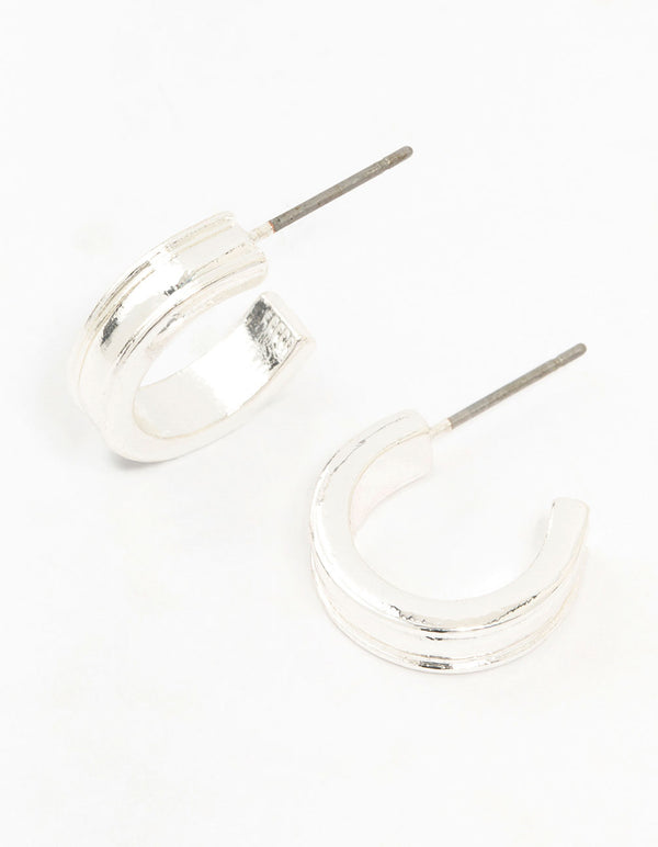 Silver Thick Centred Mini Hoop Earrings - Lovisa