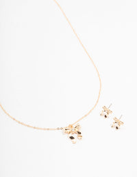 Gold Bows Necklace & Earring Set - link has visual effect only