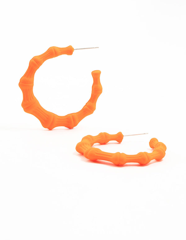 Orange Coated Bamboo Hoop Earrings