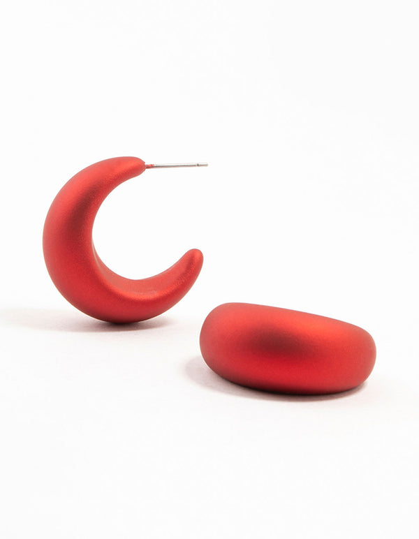 Red Wide Pointed Bubble Hoop Earrings