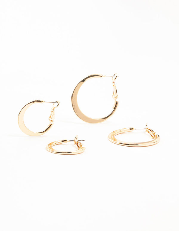 Gold Small & Large Thin Hoop Earrings 2-Pack