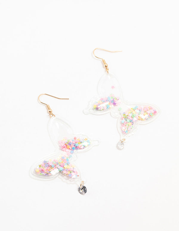 Plastic Butterfly Shaker Drop Earrings