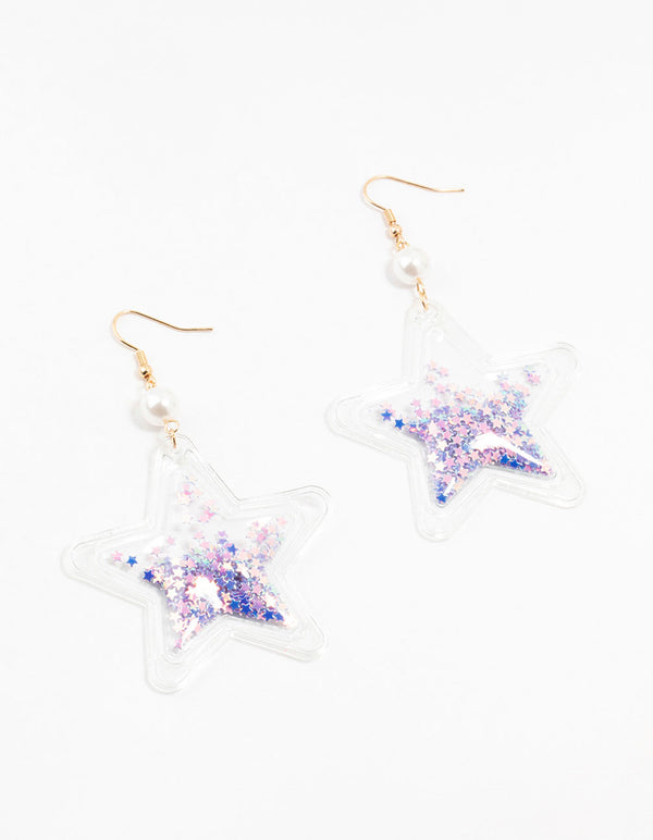 Purple Star Shaker Drop Earrings