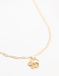 Gold Paperclip Flower Pearl Necklace - link has visual effect only