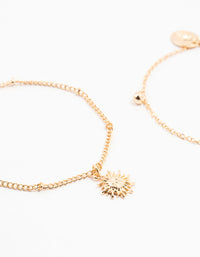 Gold Sun & Ball Pendant Bracelets 2-Pack - link has visual effect only