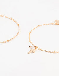 Gold Ball & Diamante Cross Bracelets 2-Pack - link has visual effect only