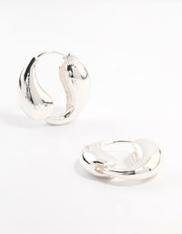 Silver Plated Tear Hoop Huggie Earrings - link has visual effect only