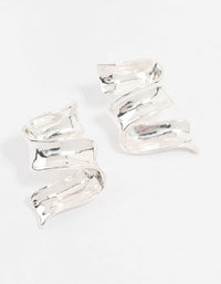 Silver Plated Ribbon Stud Earrings - link has visual effect only