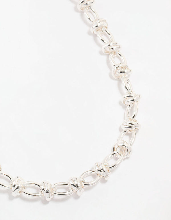 Silver Plated Knotted Chain Necklace