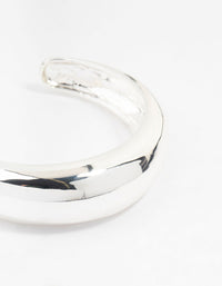 Silver Plated Round Wrist Cuff Bracelet - link has visual effect only