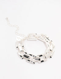 Silver Plated Link Chain Bracelet - link has visual effect only