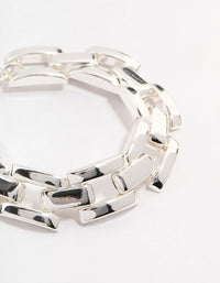 Silver Plated Link Chain Bracelet - link has visual effect only