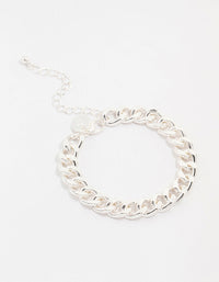 Silver Plated Link Chain Bracelet - link has visual effect only