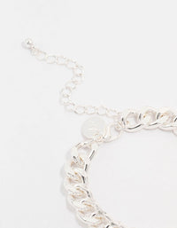 Silver Plated Link Chain Bracelet - link has visual effect only