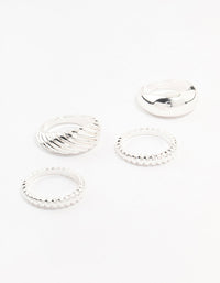 Silver Plated Twisted & Plain Rings 4-Pack - link has visual effect only