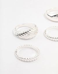 Silver Plated Twisted & Plain Rings 4-Pack - link has visual effect only