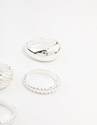 Silver Plated Twisted & Plain Rings 4-Pack - link has visual effect only