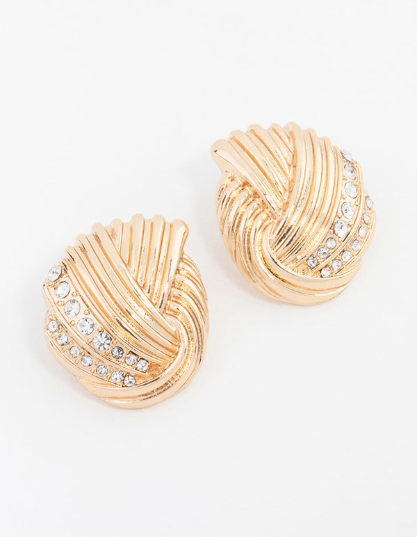 Gold Wrapped Crystal Stud Earrings