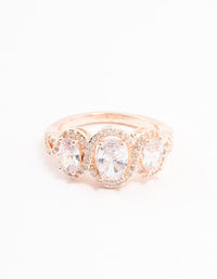 Rose Gold Oval Trio Cubic Zirconia Ring - link has visual effect only