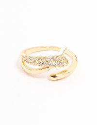 Gold Plated Cubic Zirconia Criss Cross Ring - link has visual effect only