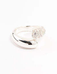 Silver Plated Pave Wrapped Cubic Zirconia Ring - link has visual effect only