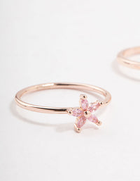 Rose Gold Flower Vine Cubic Zirconia Rings 2-Pack - link has visual effect only