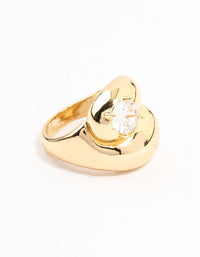 Gold Plated Puffy Swirl Cubic Zirconia Rings - link has visual effect only