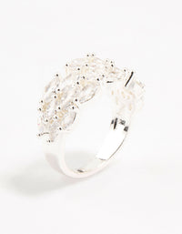 Silver Plated Marquise Cubic Zirconia Open Ring - link has visual effect only