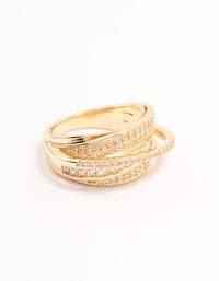 Gold Plated Layered Wrapped Cubic Zirconia Band Ring - link has visual effect only