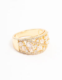 Gold Plated Mixed Stone Cubic Zirconia Ring - link has visual effect only