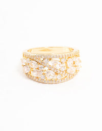 Gold Plated Mixed Stone Cubic Zirconia Ring - link has visual effect only