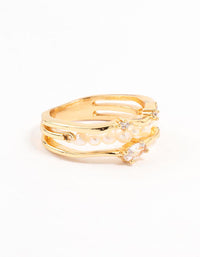 Gold Plated Nestled Pearl Layered Ring - link has visual effect only