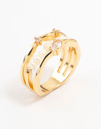 Gold Plated Nestled Pearl Layered Ring - link has visual effect only