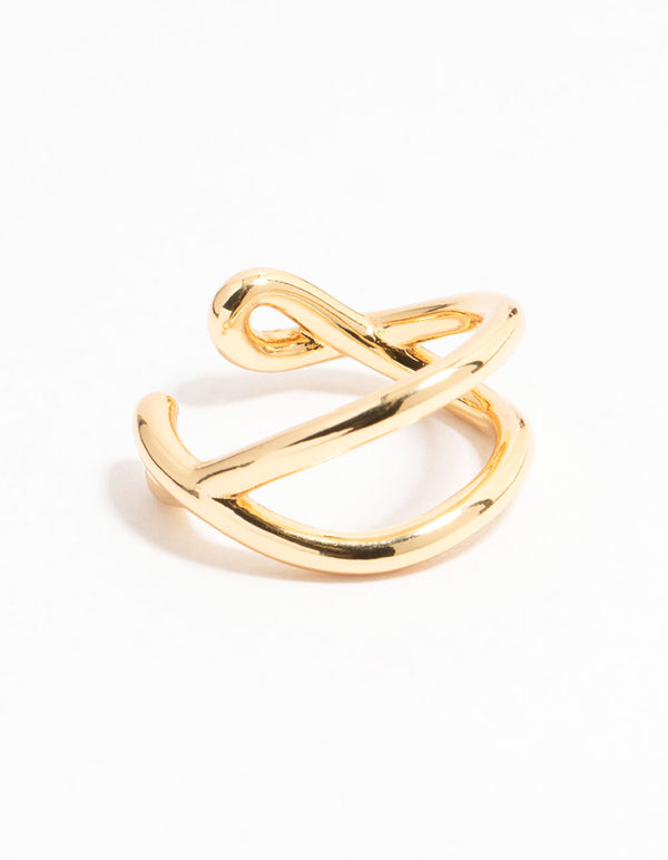 Gold Plated Wavy Double Row Ring