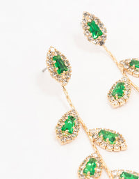 Gold Green Diamante Leaf Drop Earrings - link has visual effect only