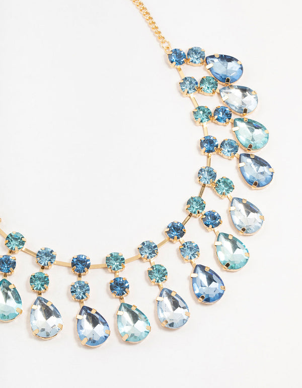 Blue Gold Statement Necklace