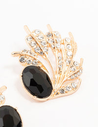 Gold & Black Ant Leaf Stud Earrings - link has visual effect only