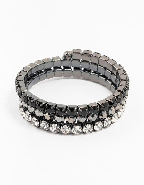 Black Rhodium Diamante Wrist Cuff